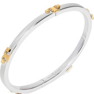 Tory Burch Serif-T Stackable Bracelet Gold & Silver Two-Tone